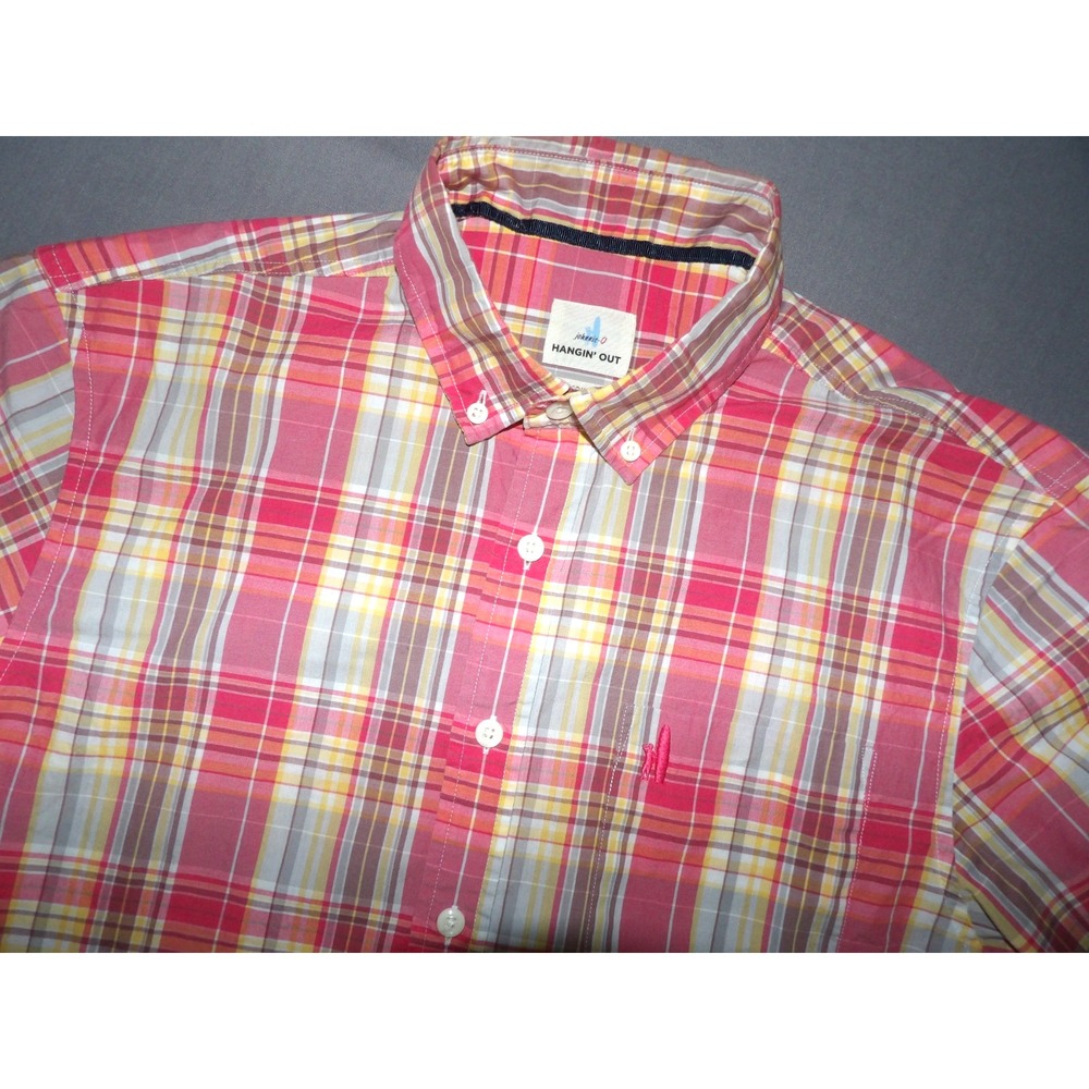 johnnie-O Hangin' Out Short Sleeved Plaid Casual Button Up Shirt Men's Medium